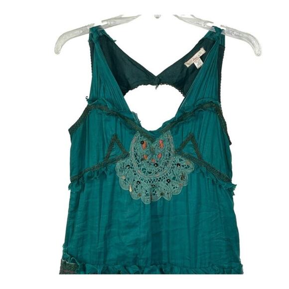 Urban Outfitters Lux Steampunk Victorian Green Ruffle Midi Dress Size 5 - Picture 4 of 16